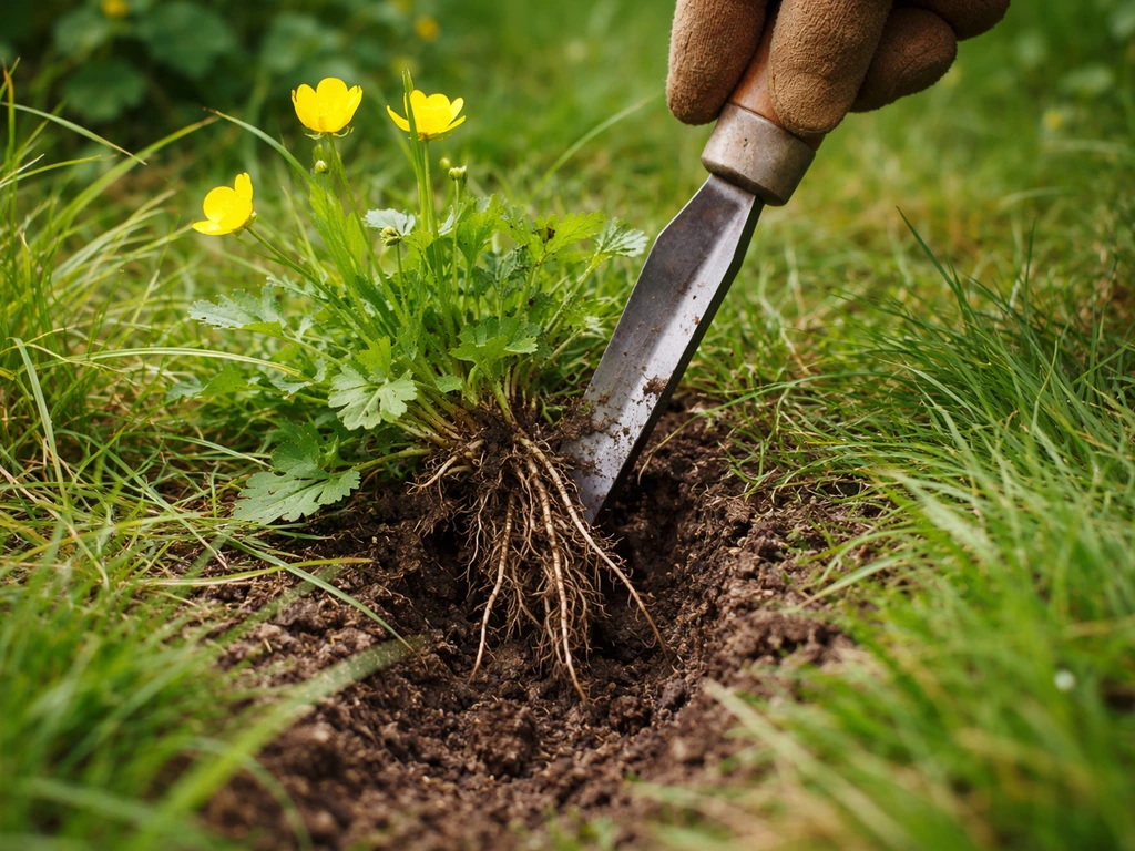 kruipende boterbloem in gazon bestrijden