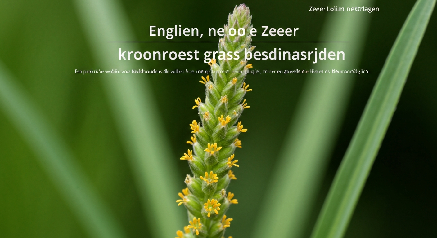 Macro van grasspriet met duidelijke oranje-roestbruine pustels (kroonroest) en dauwdruppels