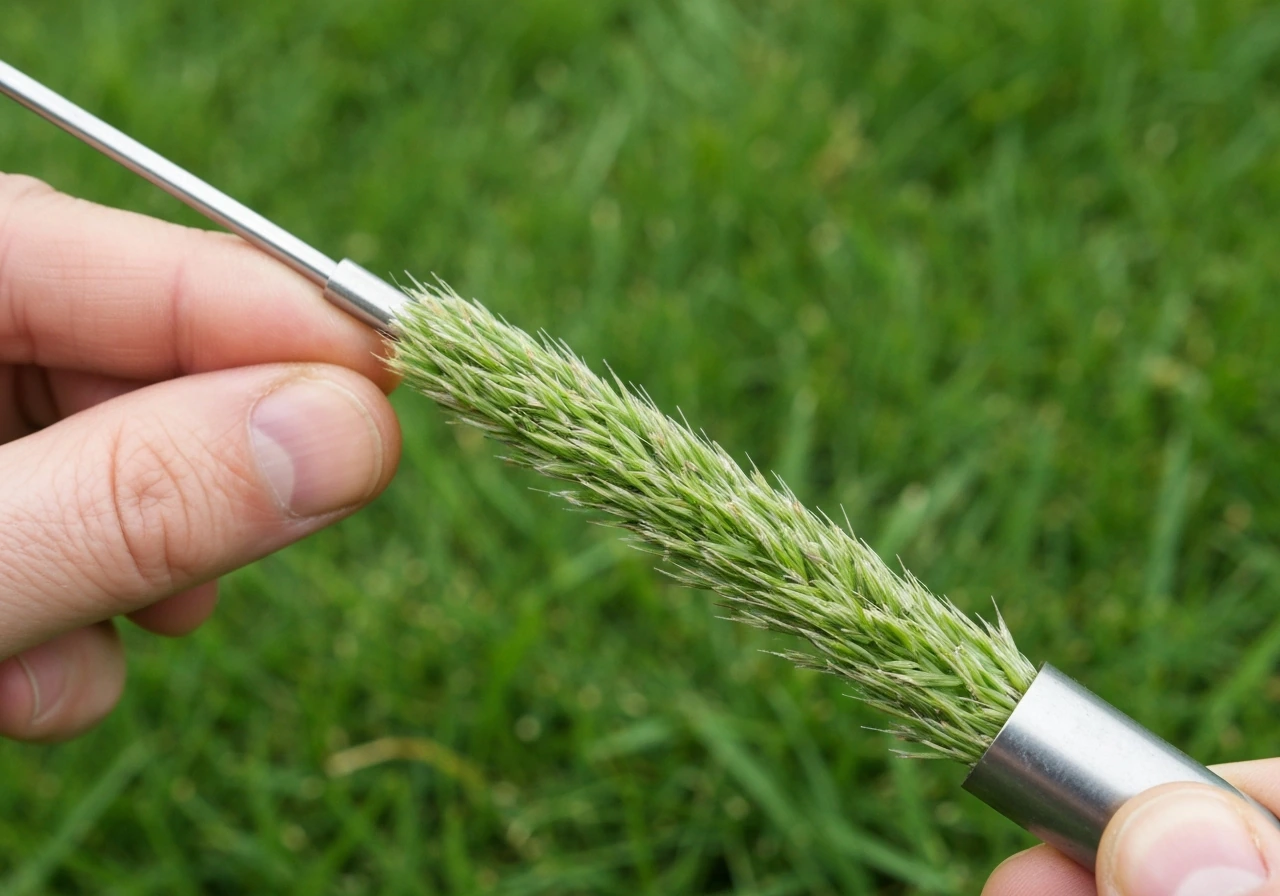 Close-up van een gazonmaaisnede: gras kort op 3–4 cm, gelijkmatig en dicht, zonder omgewoelde pollen.